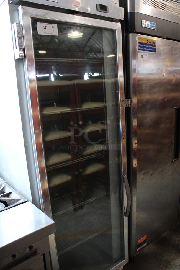 Beverage Air Model HR1-1G Stainless Steel Commercial Single Door Reach In Cooler Merchandiser w/ Poly Coated Racks on Commercial Casters. 115 Volts, 1 Phase. 26x34x84. Tested and Powers On But Temps at 50 Degrees - Image 2 of 6