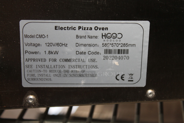BRAND NEW SCRATCH AND DENT! 2022 Hoocoo CMO-1 Stainless Steel Commercial Countertop Electric Powered Pizza Oven w/ Broken Cooking Stone and Thermostatic Controls. 120 Volts, 1 Phase. - Image 5 of 5