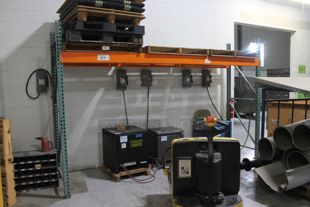 ALL ONE MONEY! Lot of Orange and Green Metal Pallet Racking. Does Not Include Contents. BUYER MUST REMOVE. - Image 1 of 4