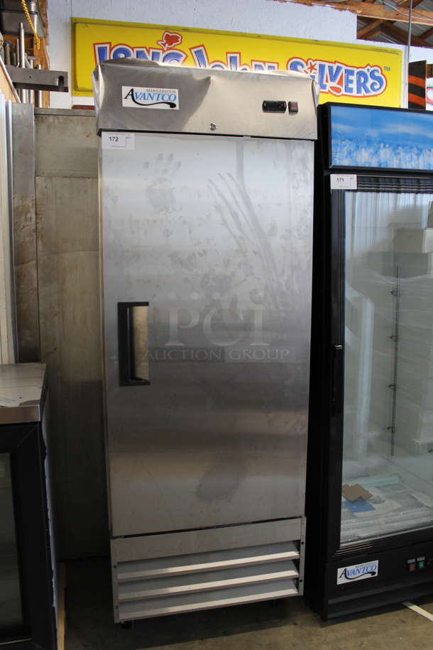 BRAND NEW SCRATCH AND DENT! 2023 Avantco 178A19FHC Stainless Steel Commercial Single Door Reach In Freezer w/ Poly Coated Racks. 115 Volts, 1 Phase. Tested and Working! - Image 1 of 5
