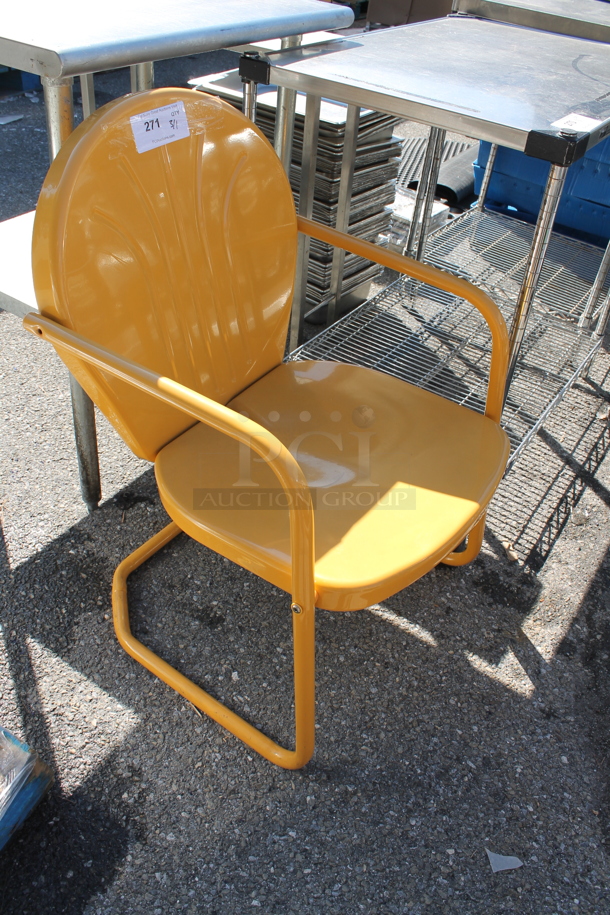 Yellow Metal Chair w/ Arm Rests. - Image 2 of 2