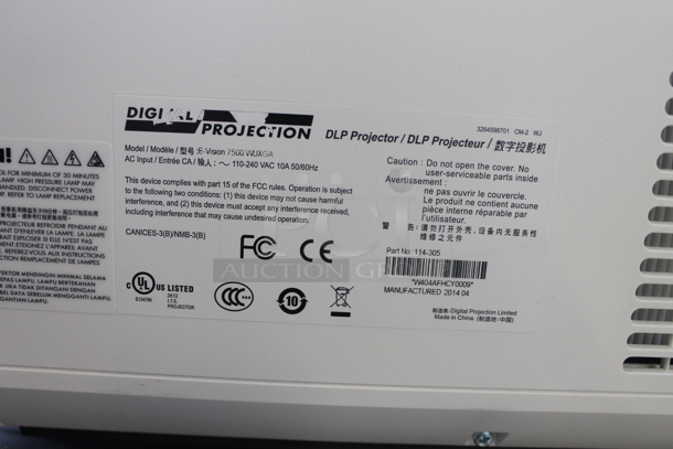 Digital Projection E-Vision 7500 WUXGA DLP Projector. 115 Volts, 1 Phase.  - Image 4 of 6