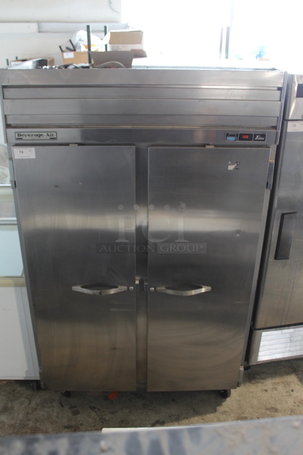 Beverage Air EF48-1AS Stainless Steel Commercial 2 Door Reach In Freezer on Commercial Casters. 115 Volts, 1 Phase. Tested and Powers On But Does Not Get Cold - Image 1 of 5