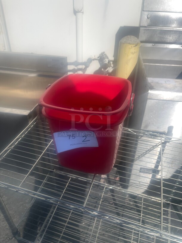 Red Bucket used for Washing Counters - Image 1 of 5