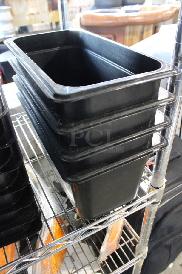 ALL ONE MONEY! Lot of 16 Cambro Black Poly 1/3 Size Drop In Bins. 1/3x6.  - Image 2 of 3