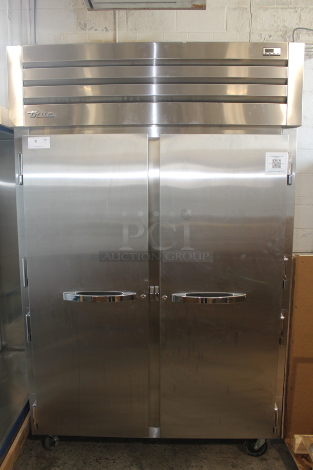 BRAND NEW! 2022 True STR2F-2S-HC Commercial Stainless Steel Two Door Reach In Cooler With Steel Racks On Commercial Casters. 115V, 1 Phase. Tested and Working! 