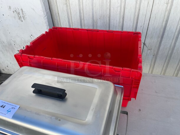 Clean! Vollrath Chafing Dish Tote 'N Store 23 5/8" x 13 7/8" x 11 5/8" Red Chafer Box NSF - Image 4 of 7