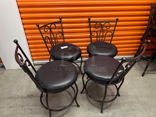 Clean! Classic Luxury Metal Upholstered Black Leather Dining Chair Heavy Duty  - Image 2 of 10