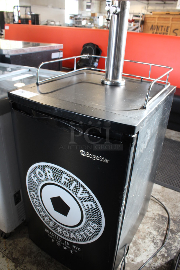 Edgestar Model KC2000A Metal Commercial Direct Draw Kegerator Cold Brewed Coffee Cooler w/ Keg and 2 Tanks on Commercial Casters. 115 Volts, 1 Phase. 20x23x56. Tested and Working! - Image 4 of 7