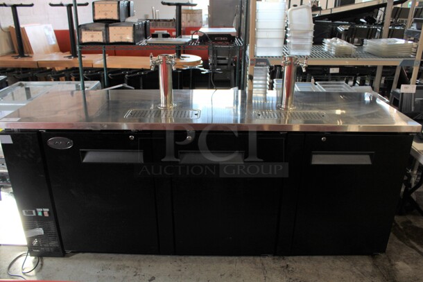 Saea Model SDD-27-90 Metal Commercial Direct Draw Kegerator w/ 2 Beer Towers, 3 Couplers and 3 Doors. 115 Volts, 1 Phase. 90.5x28x50. Tested and Does Not Power On - Image 1 of 10