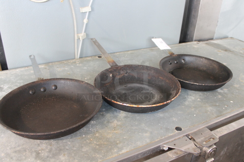 3 Metal Skillets. 3 Times Your Bid!