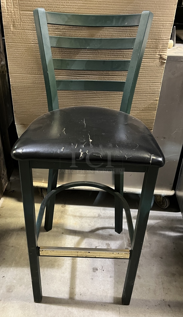 Metal Bar Stools, Black & Green, 4 X Bid