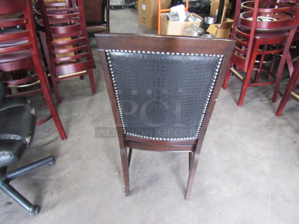 Wooden Chair With Black Cushioned Seat And Back, With Nail Head Trim. 2XBID - Image 3 of 3