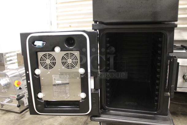 BRAND NEW SCRATCH AND DENT! Cambro CAM6000 Commercial Electric Stacked Black Heated Food Pan Carriers On Commercial Casters. 110-120V. Tested and Working! - Image 8 of 12