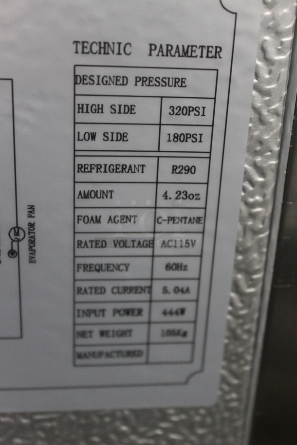 2023 Avantco 178CBE60HC Stainless Steel Commercial 2 Drawer Chef Base on Commercial Casters. Missing Top Drawer. 115 Volts, 1 Phase. Tested and Working! - Image 7 of 7