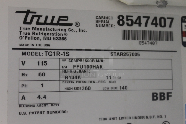 2015 True TG1R-1S ENERGY STAR Stainless Steel Commercial Single Door Reach In Cooler w/ Poly Coated Racks on Commercial Casters. 115 Volts, 1 Phase. Tested and Working! - Image 5 of 5