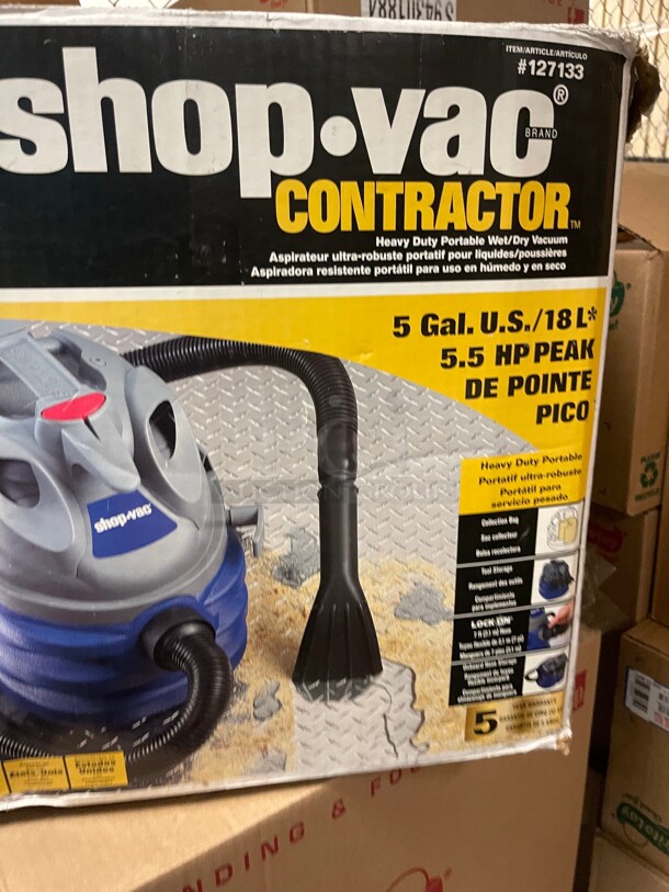 New! Shop-Vac  5-Gallons 18 Liter 5.5 Horse Power Peak Wet/Dry Shop Vacuum - Image 3 of 6