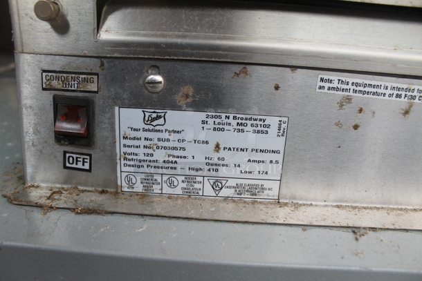 Duke SUB-CP-TC86 Commercial Stainless Steel Cold Food Bar With Commercial Casters. 120V, 1 Phase.  - Image 9 of 11
