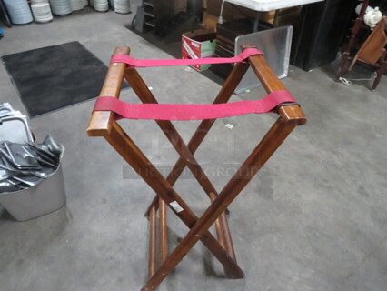 One Wooden Tray Stand.