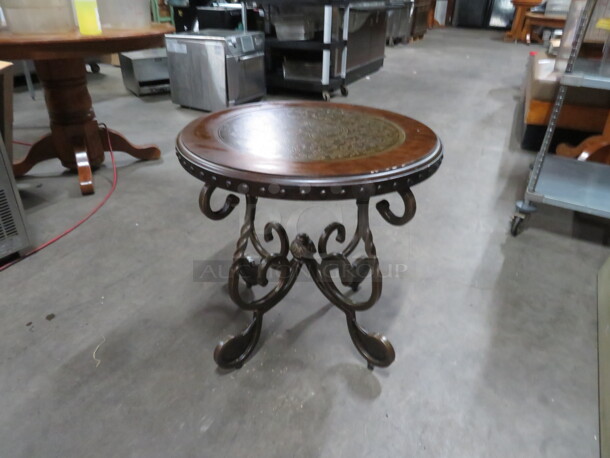 One Wooden Metal Coffee Table. 26X25 - Image 1 of 2