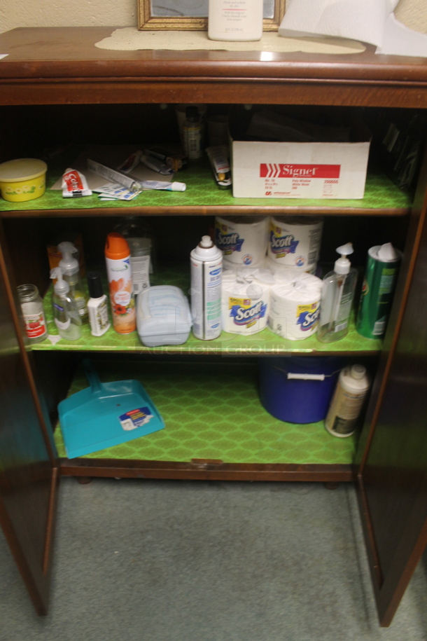 Wooden 2 Door Cabinet w/ Contents. - Image 3 of 6