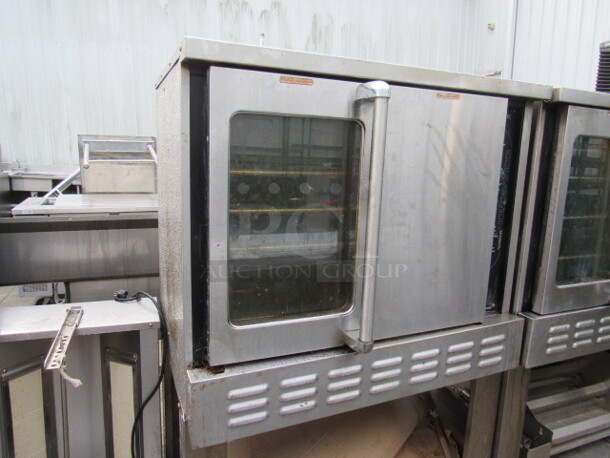 One AMerican Range Majestic Full Size  Natural Gas Convection Oven With 4 Racks On A Custom Stand With Under Shelf. 40X30X4 - Image 1 of 2