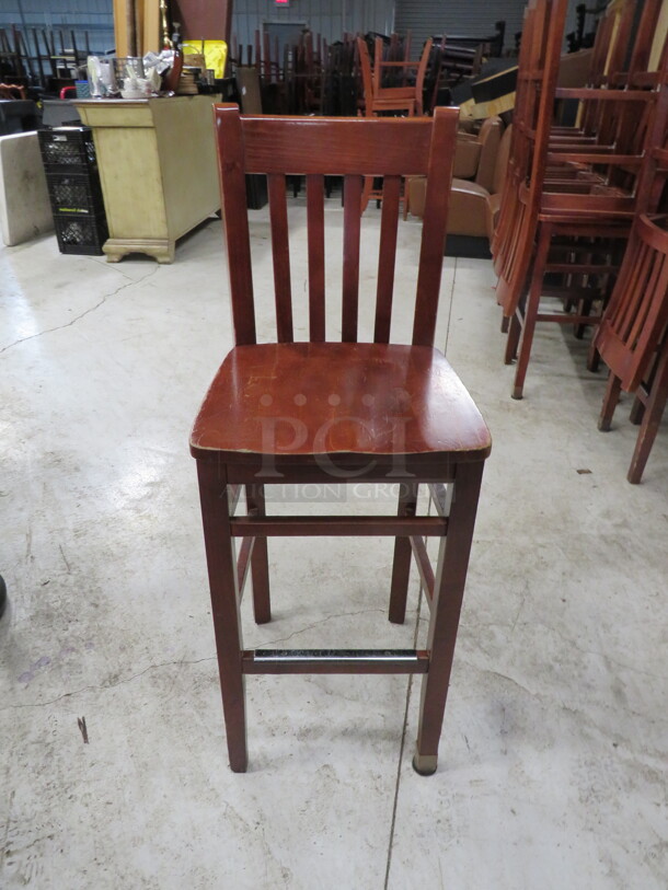 Wooden Bar Height Chair With Footrest. 3XBID.