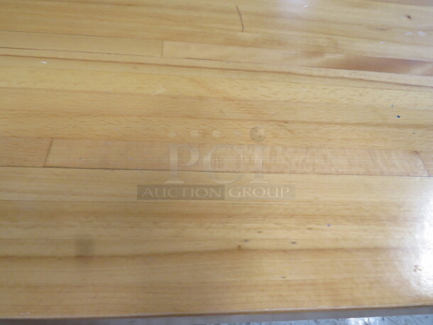 One Solid Wooden Butcher Block Table Top On A Pedestal Base. 42X30X30 - Image 2 of 2