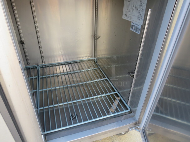 One WORKING Stainless Steel 2 Door Avantco Refrigerated Prep Table, With 2 Racks, on Casters. Model# 178PICL260HC. 115 Volt. 60X31.5X43. $2199.00.  - Image 3 of 3