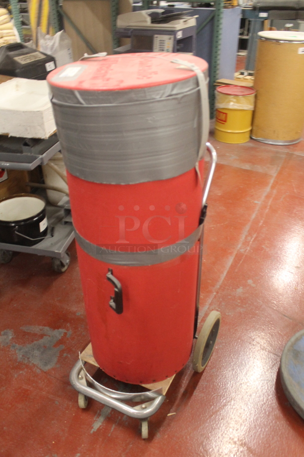 Red Poly Bucket on Metal Furniture Dolly. - Image 3 of 5