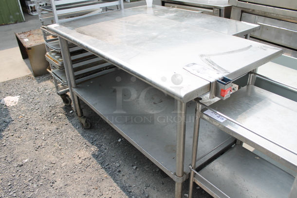 Stainless Steel Commercial Table w/ Commercial Can Opener Mount and Under Shelf on Commercial Casters. - Image 1 of 4