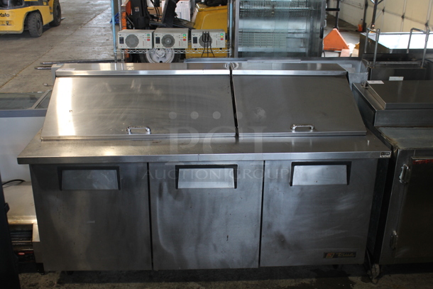2012 True TSSU-72-30M-B-ST Stainless Steel Commercial Sandwich Salad Prep Table Bain Marie Mega Top on Commercial Casters. 115 Volts, 1 Phase. Tested and Powers On But Does Not Get Cold - Image 1 of 7