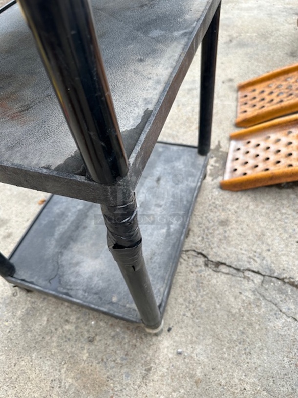 One Apollo Cart With 3 Shelves, And Outlets, On Casters. Leg Messed Up But Works Fine. See Pic. 27X18X33 - Image 2 of 2