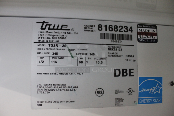 2014 True TG2R-2S ENERGY STAR Stainless Steel Commercial 2 Door Reach In Cooler w/ Poly Coated Racks on Commercial Casters. 115 Volts, 1 Phase. Tested and Working! - Image 10 of 11