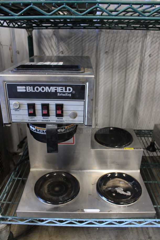 Bloomfield Stainless Steel Commercial Countertop 3 Burner Coffee Machine w/ Poly Brew Basket. 115 Volts, 1 Phase. 16x14x17