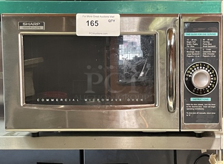 MINT!! Sharp R-21LCFS 1000w Commercial Microwave w/ Dial Control,20v/60hz/1-ph, 14 amp, 1.55 kW, NEMA 5-15P, UL, NSF 201⁄2 in. W x 16 in. D x 121⁄8 in. H
