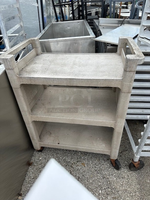 One Rubbermaid Cart With 3 Shelves On Casters.  - Image 1 of 1