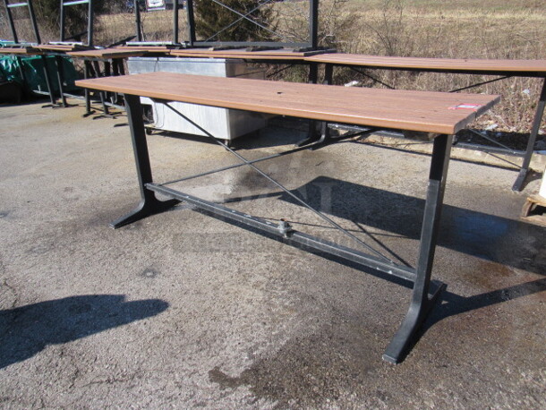 One Bar Height Patio Table With Umbrella Hole. 96X28X43