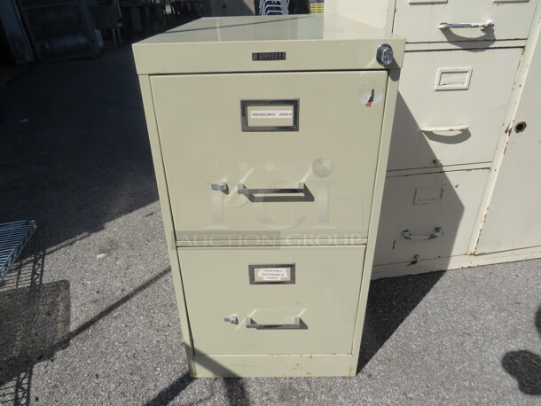 One Anderson Hickey 2 Drawer Metal File Cabinet. 15X25X28 - Image 1 of 1