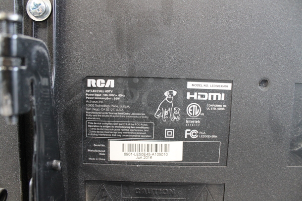 RCA LED50E45RH 50" LED Full HDTV Television. 100-120 Volts, 1 Phase. Buyer Must Pick Up - We Will Not Ship This Item. Tested and Working! - Image 4 of 4