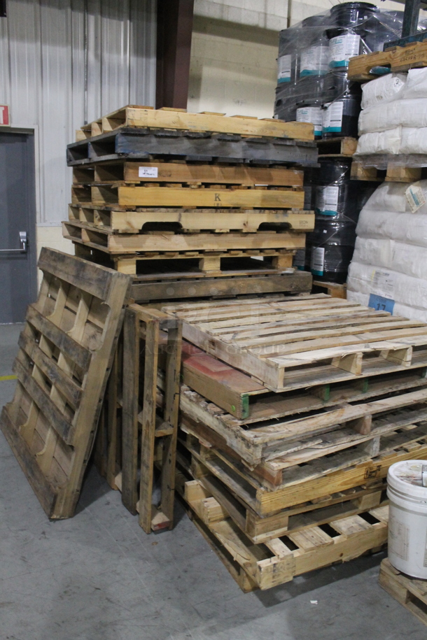 ALL ONE MONEY! Lot of 26 Wooden Pallets. BUYER MUST REMOVE. - Image 2 of 3