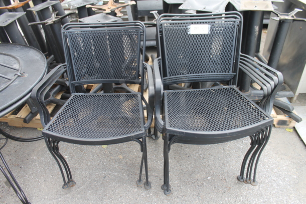 8 Black Metal Mesh Patio Chairs w/ Arm Rests. 8 Times Your Bid! - Image 1 of 4