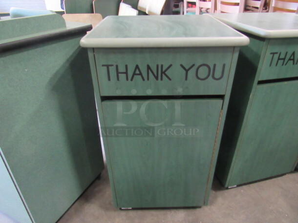 One 1 Door Laminate Trash Receptacle With Trash Can On Casters. 26X26X44 - Image 1 of 2
