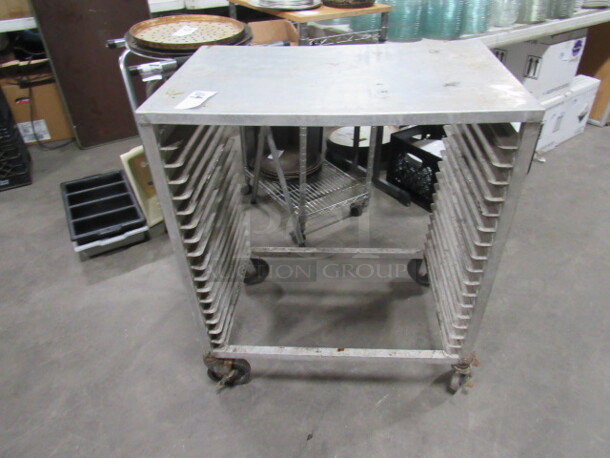 One Aluminum Speed Rack On Casters. 28.5X18X34