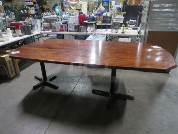 One Solid Wooden Table Top On A Dual Pedestal Base. 97X50X29 - Image 2 of 3