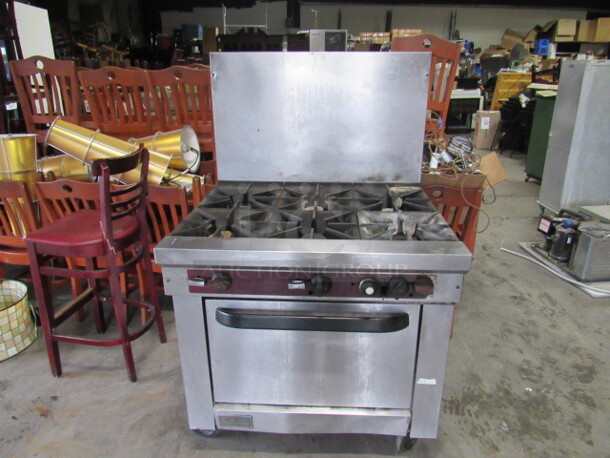 One Southbend Natural Gas 6 Burner Range On Casters. Model# X436D. 36.5X33.5X59. - Image 2 of 4