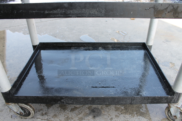 Qualite Black and Gray Poly 3 Tier Cart w/ Push Handles on Commercial Casters. - Image 4 of 7