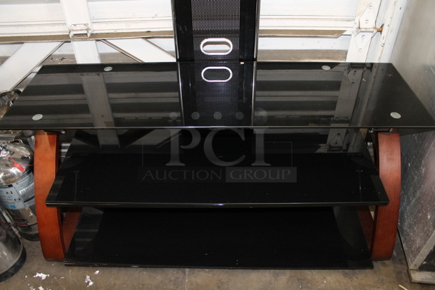 Black TV Stand w/ Z Line TV Mount and 2 Under Shelves. - Image 3 of 5