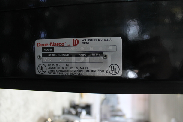 Dixie Narco Metal Commercial Can Vending Machine w/ Cash and Coin Acceptor. 120 Volts, 1 Phase. Tested and Powers On But Does Not Get Cold - Image 3 of 3
