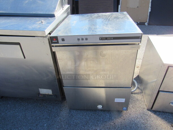 One Fagor Under Counter Dishwasher With 2 Dish Racks And Manual. Looks NEW ! Model# AD-48W. 208/240 Volt. 23.5X24.5X33.5